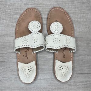 Jack Rogers Classic White Leather Flat Sandal Size 6